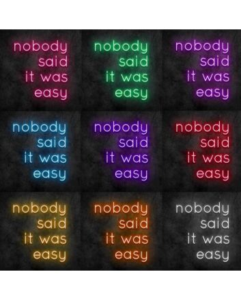 Nobody Said It Was Easy Neon Sign