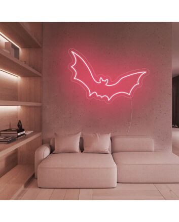 Bat Flying Happy Halloween Neon Sign