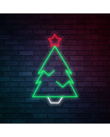 Christmas Green Tree With Star Christmas Neon Sign