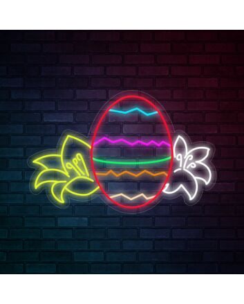 Easter Flowers And Easter Eggs Neon Sign