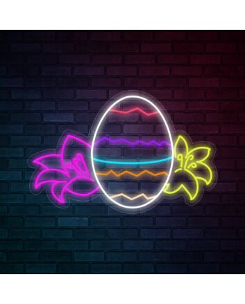 Easter Flowers And Easter Eggs Neon Sign