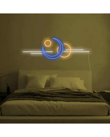 Galactic Moon and Planets Neon Sign