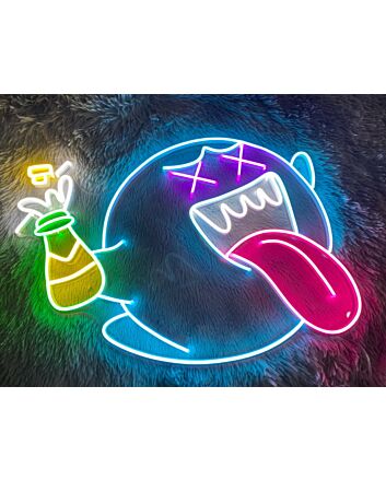 Champagne Mario Boo Neon Sign