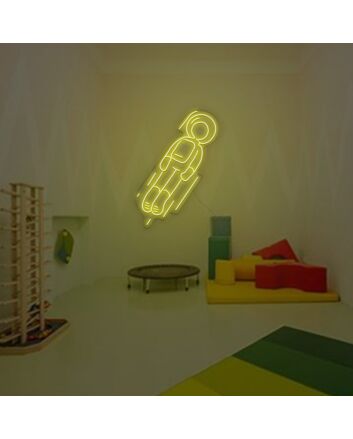 A Hole Astronaut Fly To The Moon Neon Sign