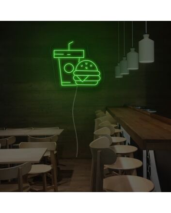 Cola And Humburger Setting Neon Sign