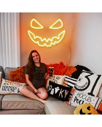 Halloween Elements Spooky Pumpkin Face Neon Signs