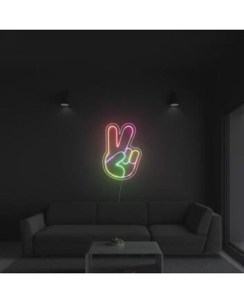 Peace Hand Gesture Neon Sign