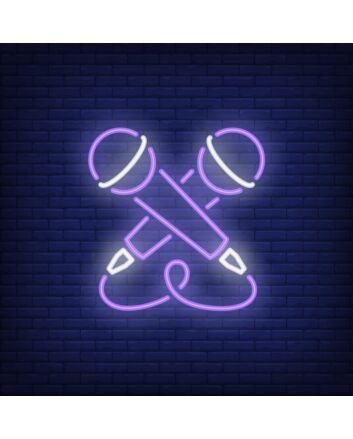 Crossed Microphone Neon Sign