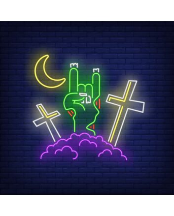 Devil Horn Zombie Hand Gesture Neon Sign