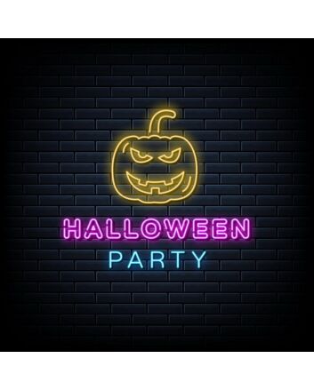 Halloween Party Neon Sign with Pumpkin