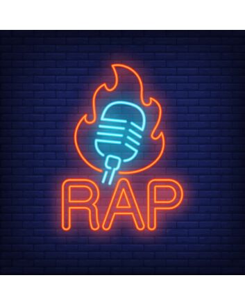 Rap Microphone Flame Neon Sign
