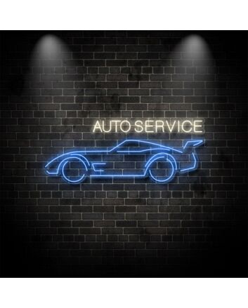 Auto Service With Car Neon Sign