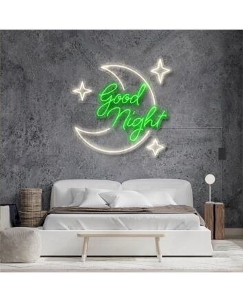 Good Night With Star Moon V2 Neon Sign