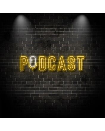 Podcast With Retro Mic Neon Sign