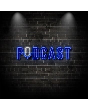 Podcast With Retro Mic Neon Sign