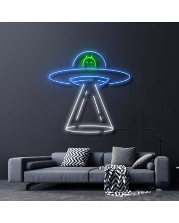 Spaceship With Alien Neon Sign