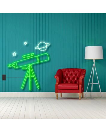 Telescope With Planet Neon Sign