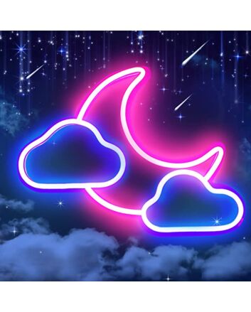 Moon Cloud Neon Sign Blue And Pink Led Neon Light Sign For Wall Decor