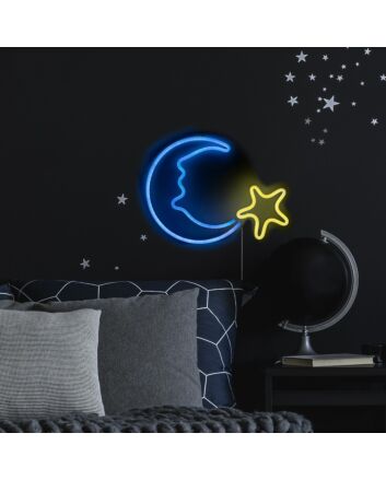 Led Neon Style Moon And Star Wall Sign