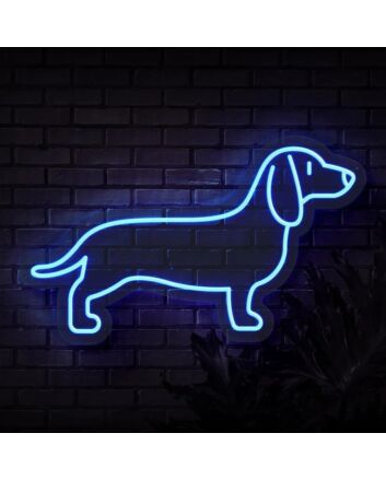 Neon Dog Sign Puppy Light On The Brick Background