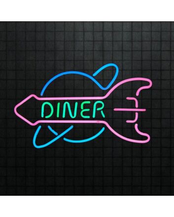 Neon Rocket Diner Sign Pink Blue Green Neon Sign