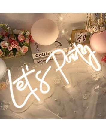 Lets Party Neon Sign For Christmas Warm White Wall Decor