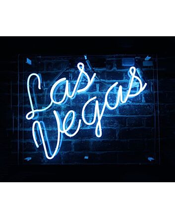 Neon Signs Las Vegas White Neon Sign Hung On The Brick Background