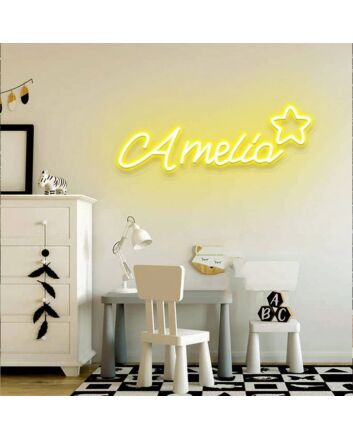 Amelia Neon Name Signs With A Star Yellow Neon Sign