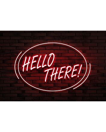 Hello There Neon Sign Red Neon Sign Hung On The Brick Background