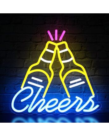Beer Cheers Neon Sign Yellow Blue Led Neon Light