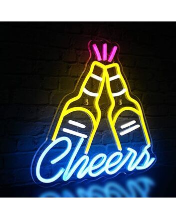 Beer Cheers Neon Sign Yellow Blue Led Neon Light