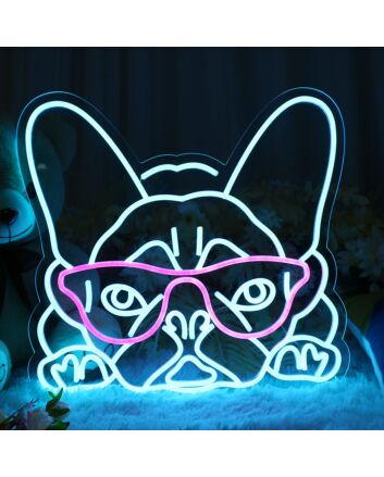 Glassess Puppy Neon Sign