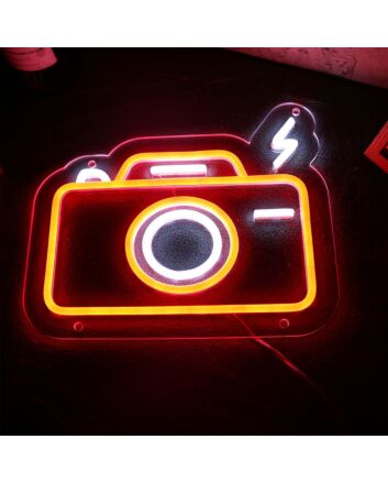 Camera Flashing Neon Sign