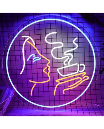 Lady Drinking Coffee Neon Sign