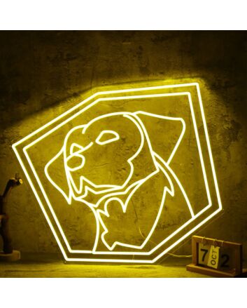 Adorable Puppy Yellow Aesthetic Neon Sign