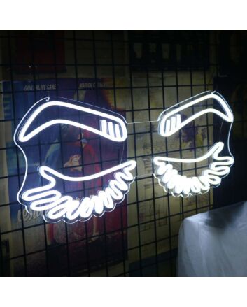 Charming Closing Eyes White Neon Sign