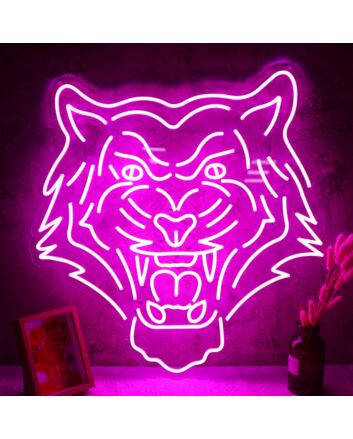Tiger Head Purple Neon Sign