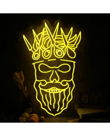 Bearded skull with scissors on head Neon Sign