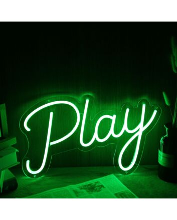 Play Green Font Neon Sign