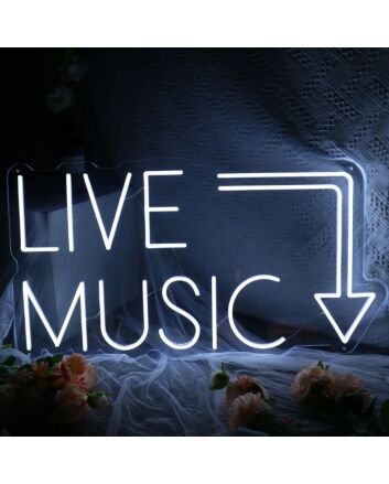 LIVE MUSIC Here White Neon Sign