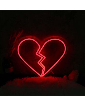 Broken Heart Red Neon Sign