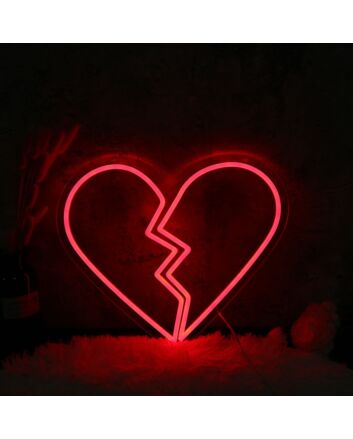 Broken Heart Red Neon Sign