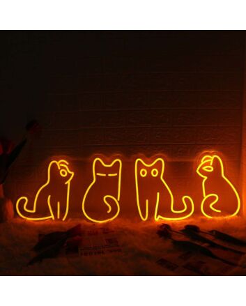 Adorable Cats Orange Neon Sign