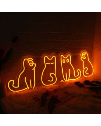 Adorable Cats Orange Neon Sign