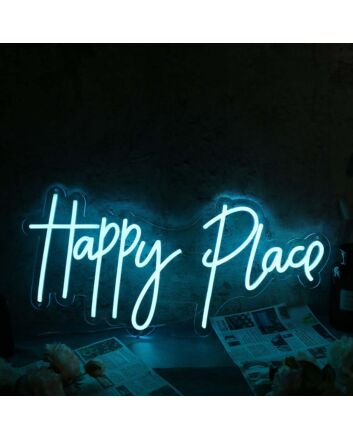 Happy Place Blue Neon Sign