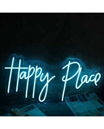 Happy Place Blue Neon Sign