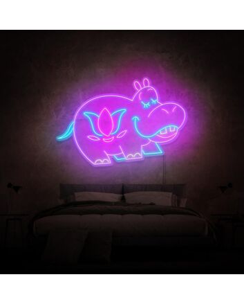 Happy Hippo LED Neon Sign