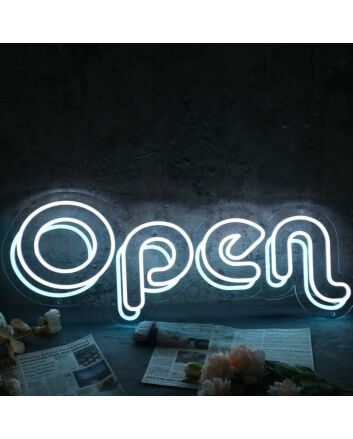 Open White Custom Neon LED Sign
