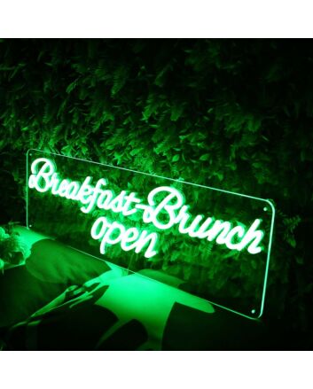 Breakfast Brunch Open Green Neon Sign