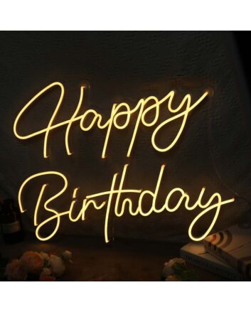 Happy Birthday Yellow Neon Sign